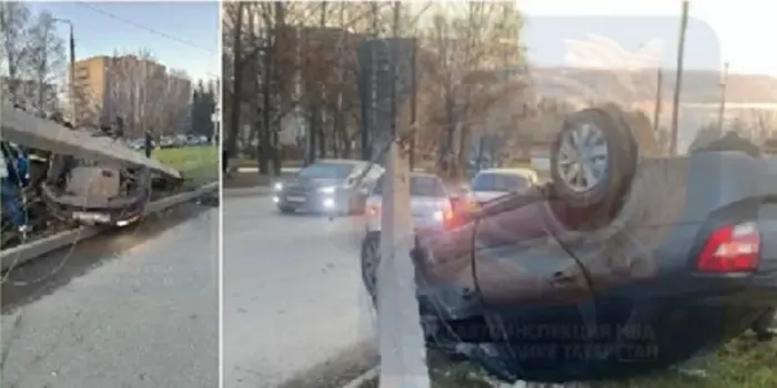 В Нижнекамске 19-летний автомобилист погиб, перевернувшись на легковушке