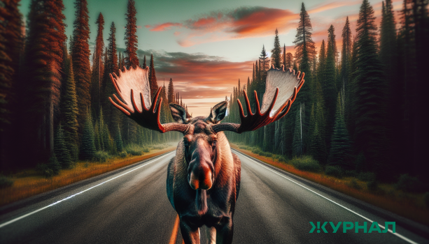 На трассе Казань-Ульяновск в Татарстане заметили перебегавших дорогу лосей