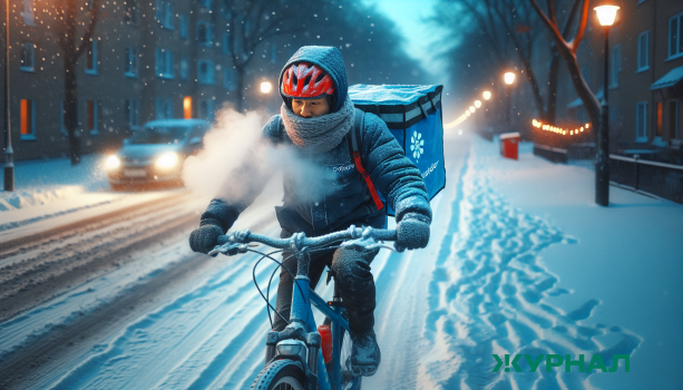 Курьеры Набережных Челнов продолжают работать в условиях снегопада