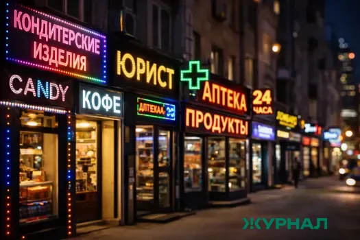 Снежная глыба с крыши дома повредила вывеску магазина на проспекте Победы