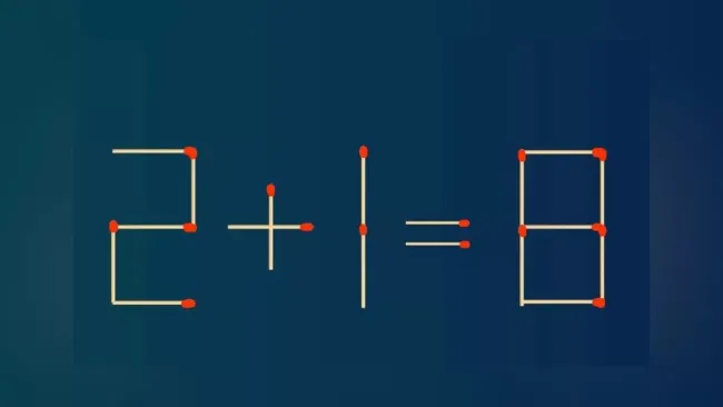 Переставьте одну спичку и решите головоломку: 2 + 1 = 8 станет верным равенством