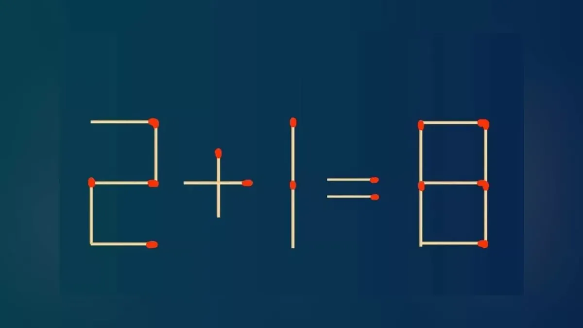 Переставьте одну спичку и решите головоломку: 2 + 1 = 8 станет верным равенством
