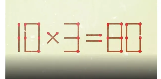 Загадка со спичками: исправьте равенство 10&times;3=80 за 15 секунд и прокачайте логику