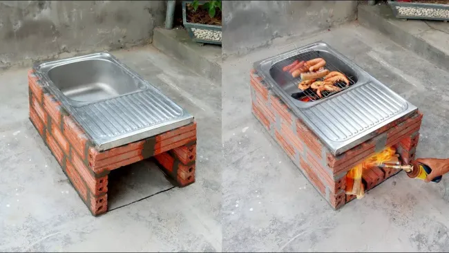 Сделайте печь из старой мойки: просто, дешево и удобно для готовки на огне